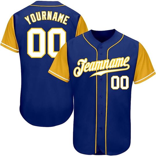 Discover Gold Custom Baseball Jersey, Personalized Printed Team Name Number