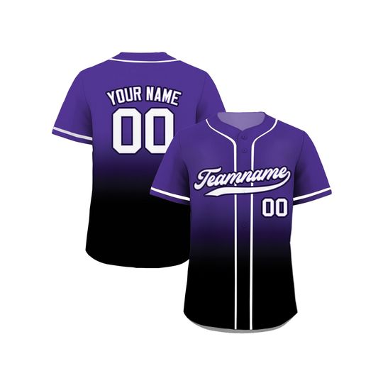 Discover Black Purple Gradient Custom Baseball Jersey with Teamname Name Number