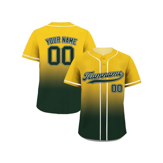 Discover Black Yellow Gradient Custom Baseball Jersey with Teamname Name Number