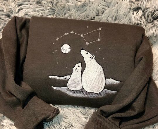 Discover Embroidered Polar Bears Sweatshirt