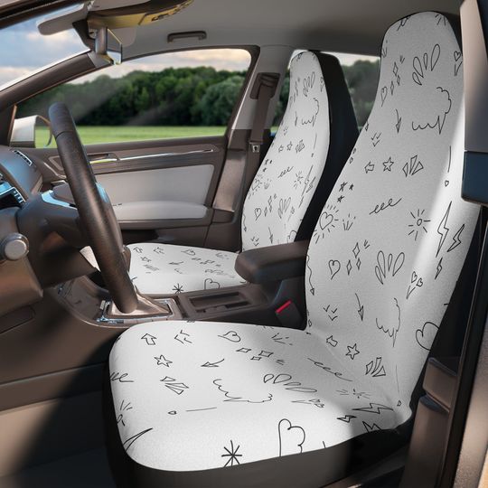 Discover Cute Doodled Car Seat Cover