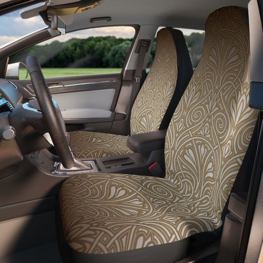 Discover Gold Art Deco Patterned Car Seat Cover