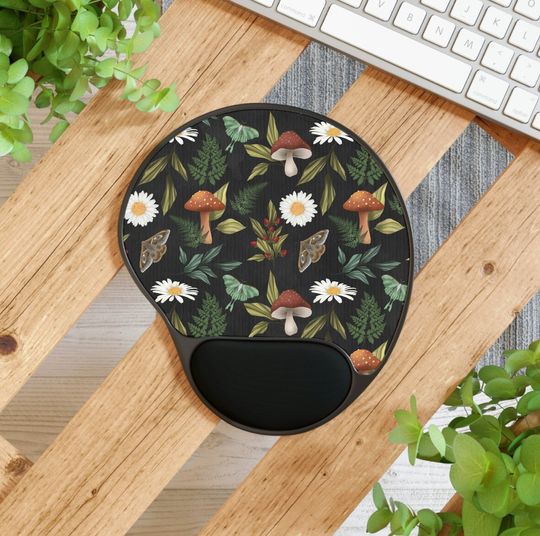 Discover Botanical Mushroom Mouse Pad With Wrist Rest