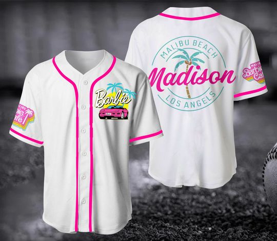 Discover Mabilu Beach Log Angeles Baseball Jersey, Barbie Baseball Jersey