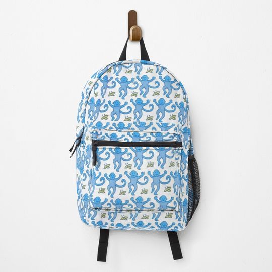 Discover Blue Preppy Monkeys Backpack