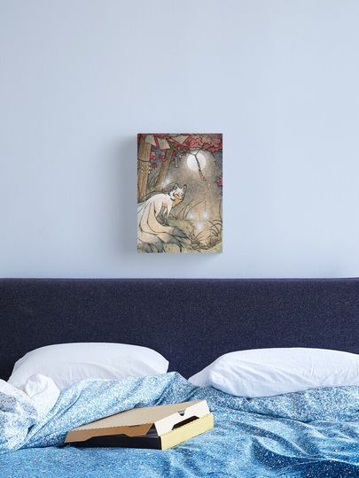 Discover Fox & Wisps - TeaKitsune Fox Yokai | Canvas Print