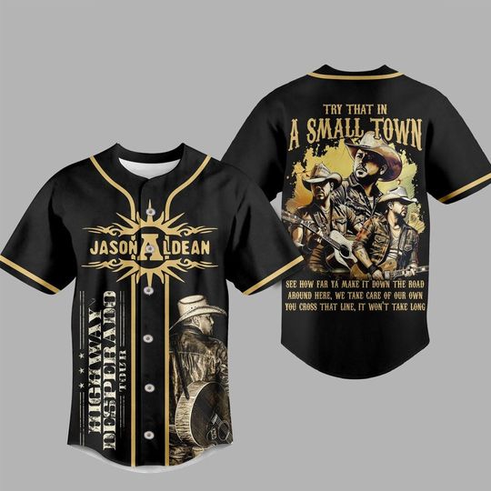 Discover Jason Aldean Try That In A Small Town Highway Desperado Tour Baseball Jersey