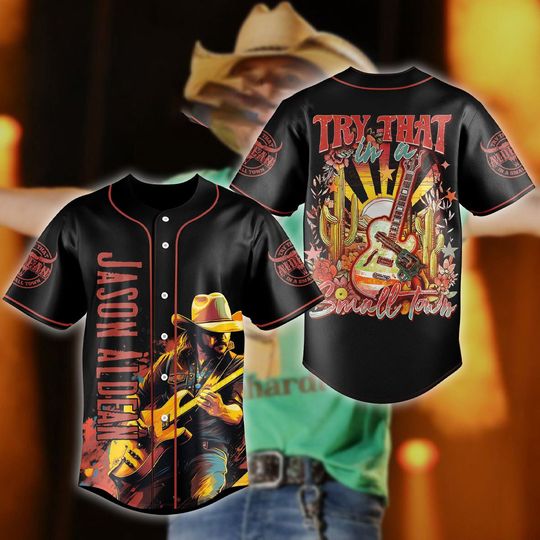 Discover Jason Aldean Try That In A Small Town Black Design Art Baseball Jersey