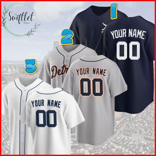 Discover Personalized Detroit Baseball Game Jersey, Detroit Custom Name & Number