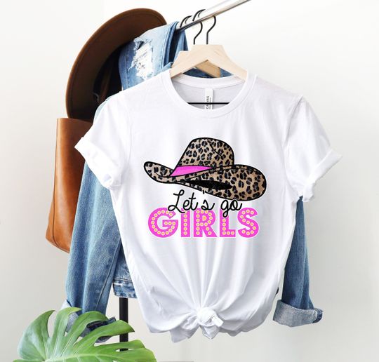 Discover Let's Go Girls Cowboy Leopard Hat Shirt, Cowboy Hat Shirt, Pink Leopard Cowboy Hat Shirt