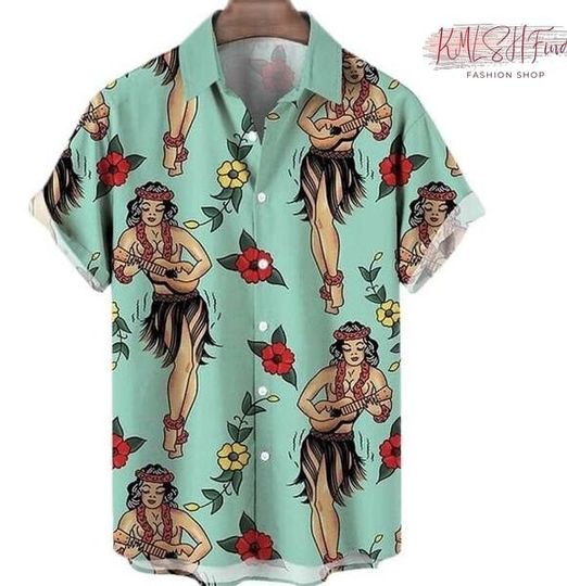 Discover Summer Oversized Hawaiian Shirt Men Designer Clothes Sailor Moon Streetwear Beach Mermaid Tunic Short SleeveStreetwear Dad Shirt