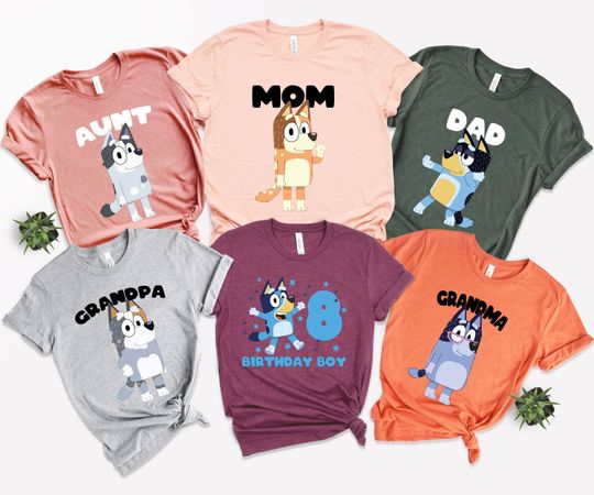 Discover Personalized BlueyDad Family Shirt, BlueyDad Birthday Party Shirt