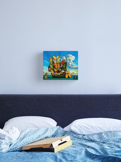 Discover BUTTERFLY SHIP : Vintage Surreal Abstract Fantasy Print  | Canvas Print