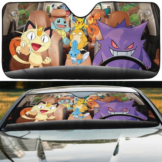Discover PKM Pika Car Sun Shade - Pocket Monster Design