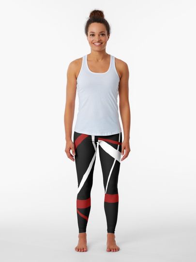 Discover Red and White Strips Against A Black Background | Leggings