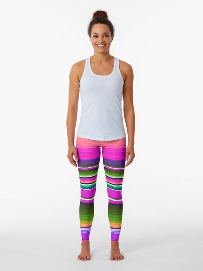 Discover Mexican Blanket Striped Fiesta Serape Pink | Leggings