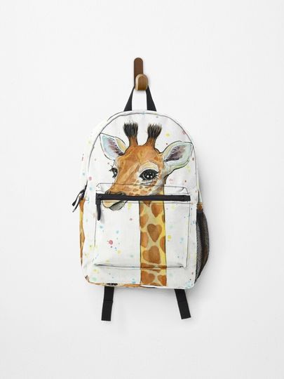 Discover Baby Giraffe with Hearts Watercolor Animal | Backpack