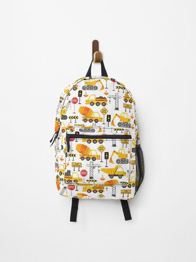 Discover Road Work Watercolor Construction Vehicles  | Backpack