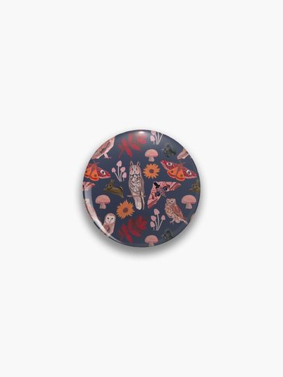 Discover Autumns Day - owl and moth pattern on dark grey | Pin