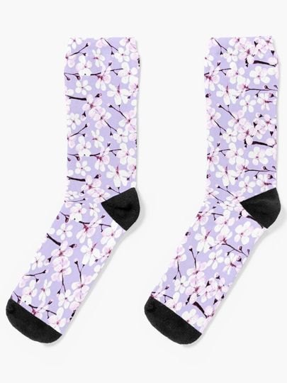 Discover Cherry Blossom on grey/ lavender | Socks