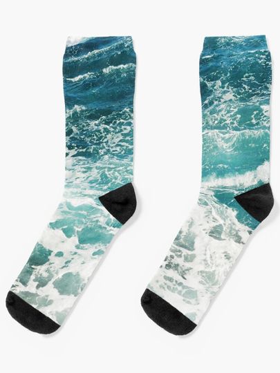 Discover Blue Ocean Waves  | Socks