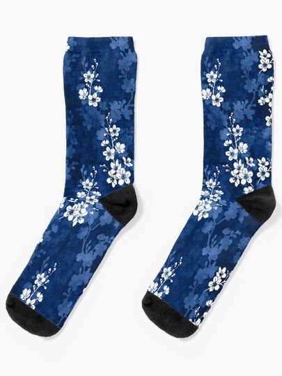 Discover Sakura blossom in deep blue | Socks