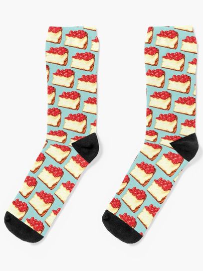 Discover Cherry Cheesecake Pattern - Blue | Socks