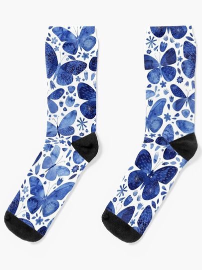 Discover Blue Butterflies | Socks