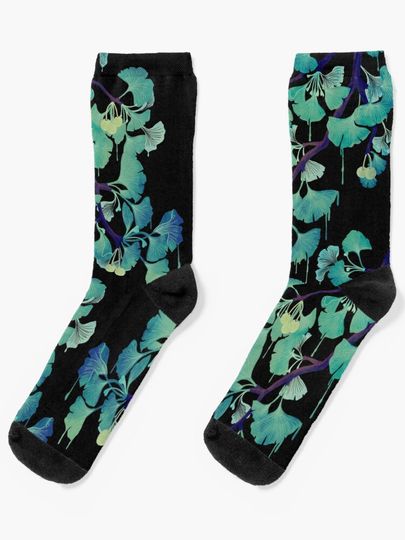 Discover O Ginkgo (on Black) | Socks