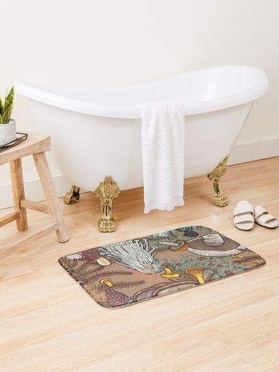Discover Beige mushroom forest | Bath Mat