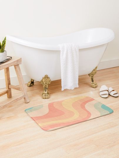 Discover Vintage groovy rainbow | Bath Mat