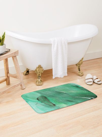 Discover Sea Foam Green And Jade-Hues Abstract Painting | Bath Mat