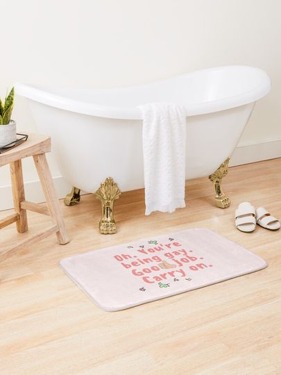 Discover Heartstopper Quote Darcy Olsson | Oh you&apos;re being gay good job carry on Funny Thumbs Up | Bath Mat