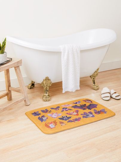 Discover Bat - yellow | Bath Mat