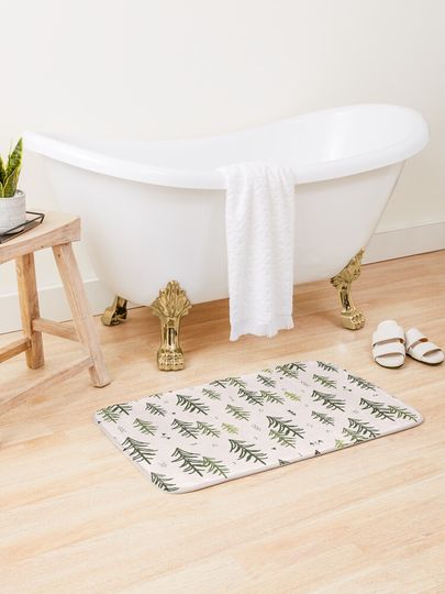 Discover Doodled Fir Trees Pattern | Bath Mat