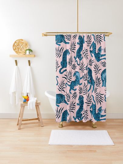 Discover Asian tigers and tropical leaves | Shower Curtain
