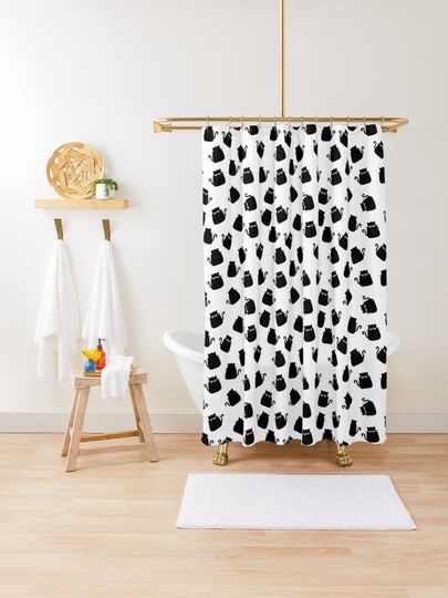 Discover Black cat pattern | Shower Curtain