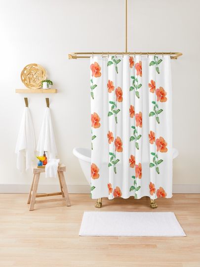Discover orange pansy watercolor  | Shower Curtain