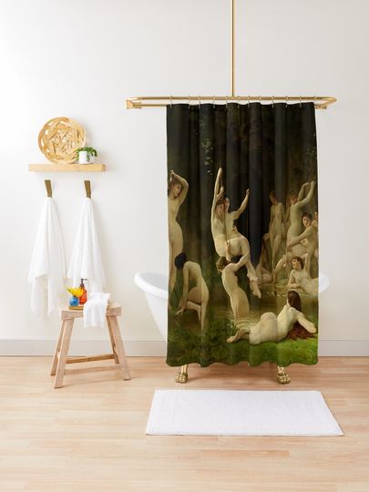 Discover William Adolphe Bouguereau - The Nymphaeum (re edit) | Shower Curtain