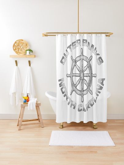 Discover OBX - Ship&apos;s Helm | Shower Curtain