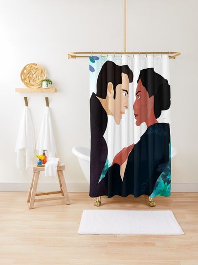 Discover It was just a bee, Anthony Bridgerton & Kate Sharma Illustration | Shower Curtain