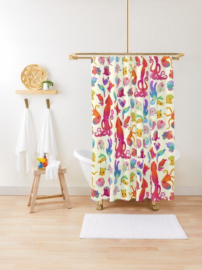 Discover Cephalopod - pastel | Shower Curtain