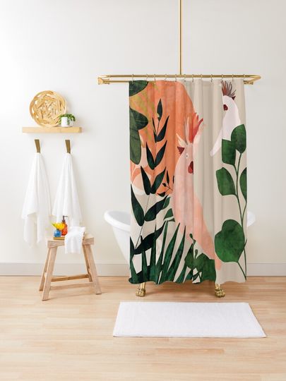 Discover Cockatoo jungle modern | Shower Curtain