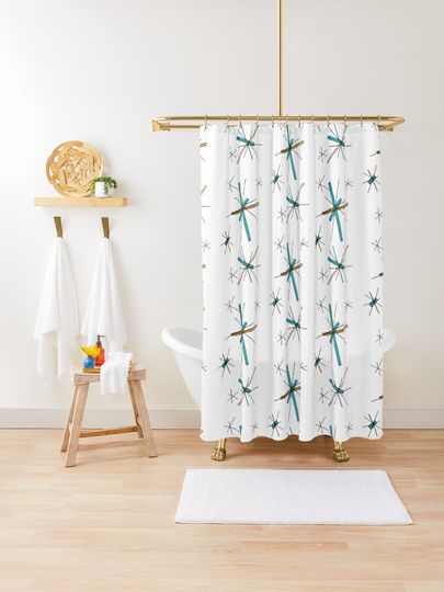 Discover Salem North Star Atomic Starburst Mid Century Modern | Shower Curtain