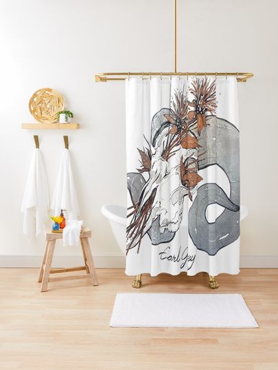 Discover MorbidiTea - Earl Grey with Ram Skull | Shower Curtain