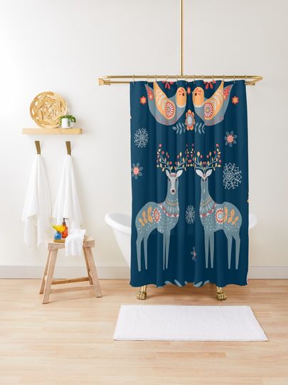 Discover Nordic Winter Blue | Shower Curtain