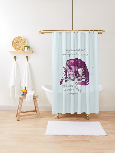 Discover "Being overwhelmed doesn&apos;t mean you&apos;re weak or incapable" Gemstone Dragon | Shower Curtain