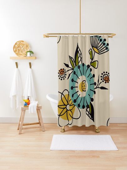 Discover Mid Century Modern Flowers  | Shower Curtain
