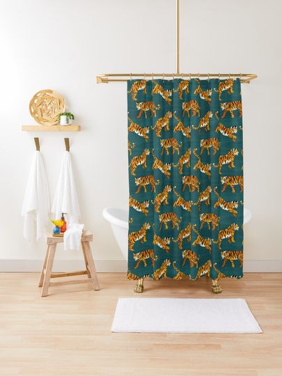 Discover Bengal Tigers - Navy  | Shower Curtain