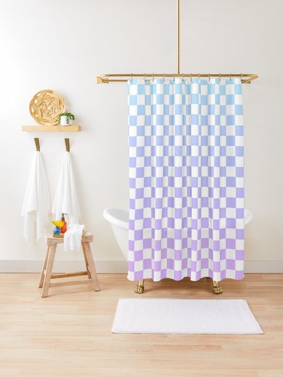 Discover Blue and Purple Checkered Pattern | Shower Curtain
